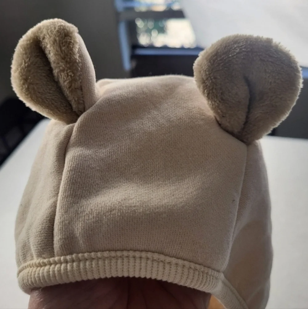 Baby Bear Onsie and Baby Bear Ears Bonnet Size 2 Toddler Tan